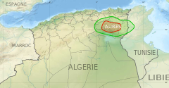 Localização da região de Aurès na Argélia e Tunísia