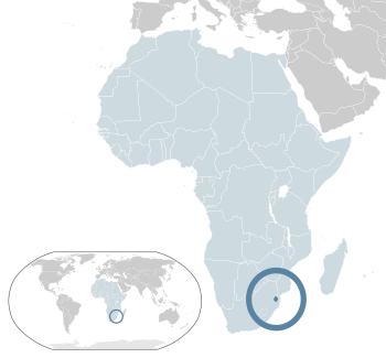 Location of  Eswatini  (dark blue) – in Africa  (light blue) – in the African Union  (light blue)