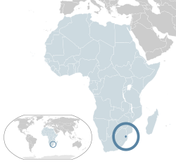 Lage von Eswatini (dunkelblau) in Afrika (hellblau)