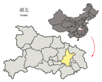 Location of Wuhan in the province Location of Wuhan Prefecture within Hubei (China).png