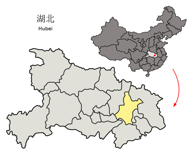 File:Location of Wuhan Prefecture within Hubei (China).png