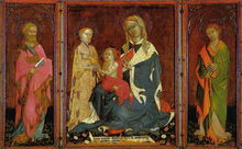 Opera di Lorenzo Salimbeni, matrimonio mistico di santa caterina, 1400, pinacoteca di San Severino