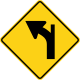 Zeichen W1-10bL Kurve mit Kreuzung (links)