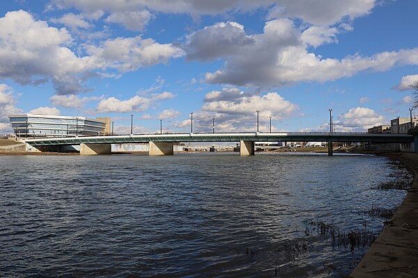 SR 48 crosses the Great Miami River over the Main Stret Bridge in Dayton