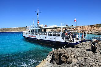 MV Keppel at Comino, Malta. Malta - Ghajnsielem - Comino - Blue Lagoon Harbour + Keppel 01 ies.jpg