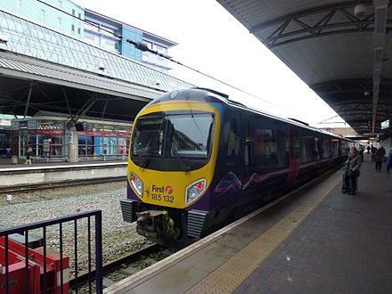 TransPennine Express Class 185 arriving at the Manchester Airport railway station