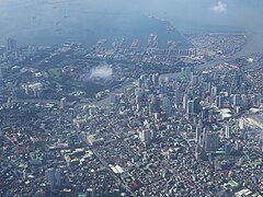 Manila downtown, Pasig River from air