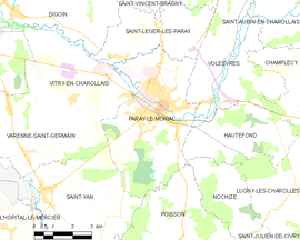 Mapa obce Paray-le-Monial