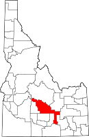 ブレイン郡の位置を示したアイダホ州の地図