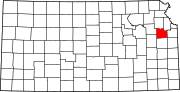 Map of Kansas highlighting Douglas County