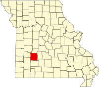 Map of Misuri highlighting Polk County