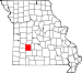 Map of Missouri highlighting Polk County Map of Missouri highlighting Polk County.svg