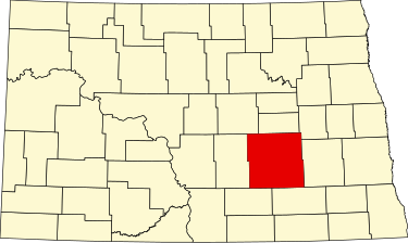 Location of Stutsman County in North Dakota Map of North Dakota highlighting Stutsman County.svg