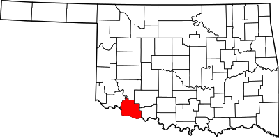 Locatie van Tillman County in Oklahoma