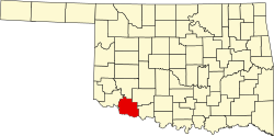 Karte von Tillman County innerhalb von Oklahoma