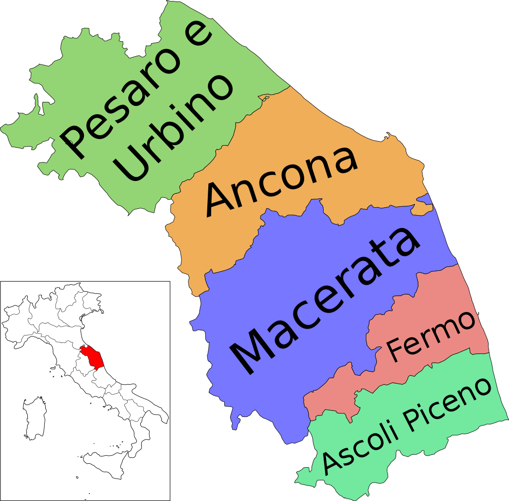 Mappa della regione con le sue province