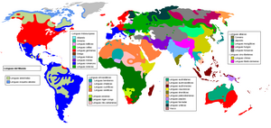 Mapa con situación de las diferentes familias lingüísticas.