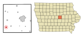 Marshall County Iowa Incorporated and Unincorporated areas Rhodes Highlighted.svg