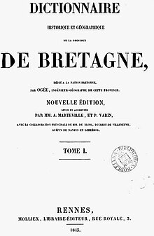 Dictionnaire historique et géographique des Geographen Jean-Baptiste Ogée (Neuauflage von 1843)