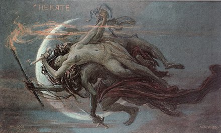 Hekate, pastel on paper by Maximilian Pirner, 1901.
