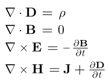 .mw-parser-output .templatequote{overflow:hidden;margin:1em 0;padding:0 32px}.mw-parser-output .templatequote .templatequotecite{line-height:1.5em;text-align:left;padding-left:1.6em;margin-top:0}
"the most significant event of the 19th century will be judged as Maxwell's discovery of the laws of electrodynamics"
-- Richard Feynman Maxwell'sEquations.svg