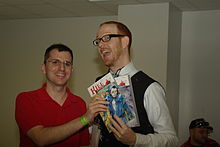 McCreery (right) with a reader at the Miami Book Fair International, 2011 McCreery, Conor.JPG