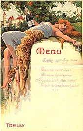 Ilustração de uma mulher espalhada em uma carta de vinhos