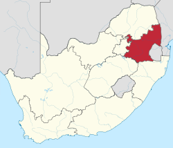 Mpumalanga Etelä-Afrikan kartalla