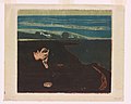 Edvard Munch: Abend. Melancholie I. Holzschnitt, 1896, 41 × 55,3 cm, Munch-Museum Oslo