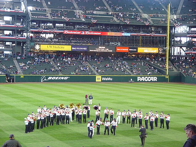 The NHS band playing at Safeco Field on the Seattle Mariners' opening day, April 3, 2007.
