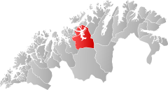 A község elhelyezkedése Troms og Finnmark tartományban