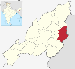 Localizacion del districte de Noklak en Nagaland, situat dins lo districte de Tuensang dusqua 2017