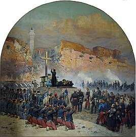 Service funèbre du général Damrémont, célébré le 18 octobre 1837, devant la brèche de Constantine, le lendemain de l'assaut, huile sur toile, 544 × 545 cm, château de Vincennes, pavillon du roi.