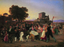 「10月の夕べ、ローマで楽しむ人々」(1839)