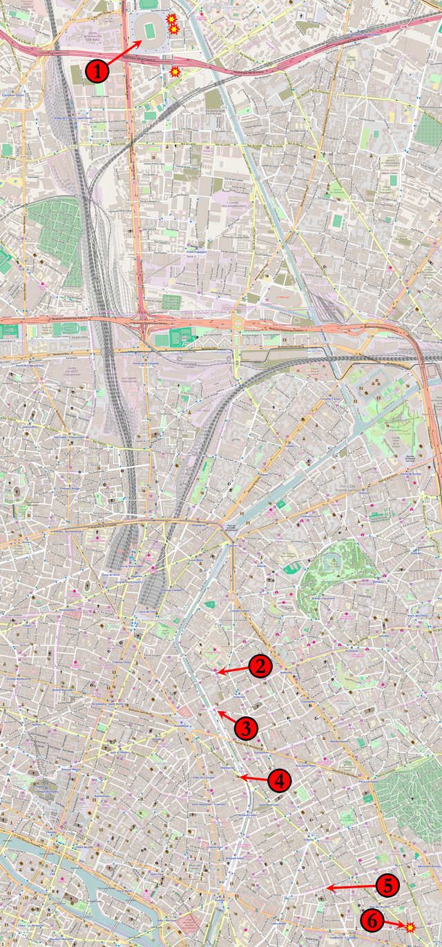 Lokasi serangan di Paris