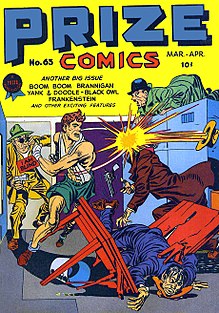 Prize Comics number 63 (March 1947), cover art by Joe Simon and Jack Kirby. PrizeComicsV6No3.jpg