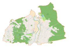 Mapa konturowa gminy Przecław, blisko centrum na dole znajduje się punkt z opisem „Przecław”