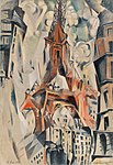 The Eiffel Tower; by Robert Delaunay; 1911; oil on canvas; 2.02 x 1.38 m; Solomon R. Guggenheim Museum (New York City)[268]