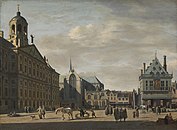 The Town Hall on Dam Square, Amsterdam, view north label QS:Len,"The Town Hall on Dam Square, Amsterdam, view north" label QS:Lpl,"Ratusz na placu Dam w Amsterdamie, widok od północy" 1674. oil on canvas medium QS:P186,Q296955;P186,Q12321255,P518,Q861259 . 43.5 × 60 cm (17.1 × 23.6 in). Amsterdam, Amsterdam Museum.