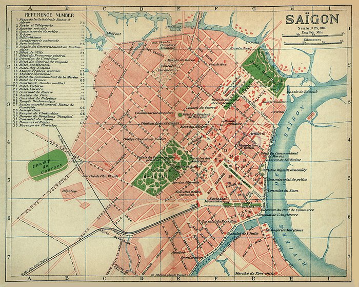 Ga Sài Gòn trên bản đồ năm 1920, tại vị trí công viên 23 tháng 9 ngày nay