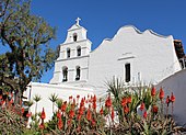 Mission San Diego de Alcala was founded by Serra in 1769, as the first of the California missions. San Diego, CA USA - Mission San Diego de Alcala ^ 1769 ^ - 1st mission - panoramio (1).jpg