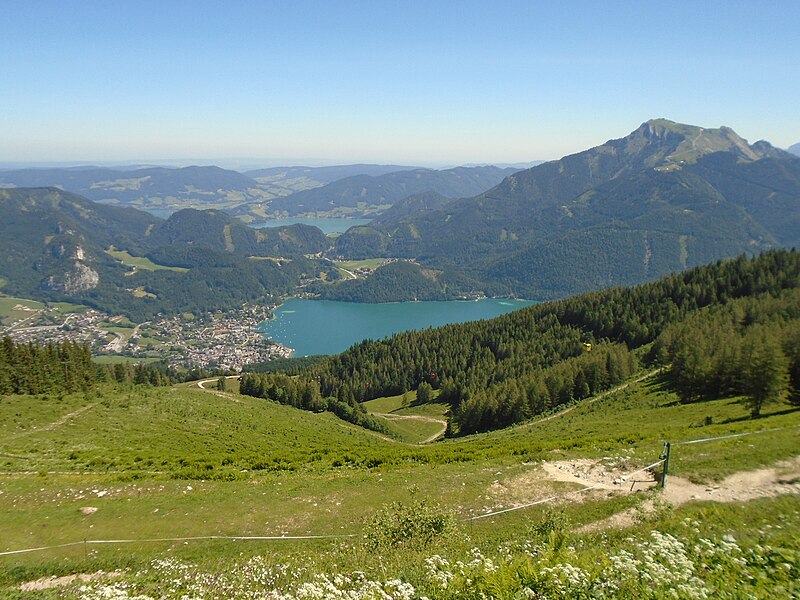 File:Sankt Gilgen, Wolfgangsee and Schafberg, Salzkammergut, Austria from Zwölferhorn.jpg