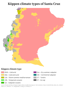 Köppen climate map of Santa Cruz, Argentina