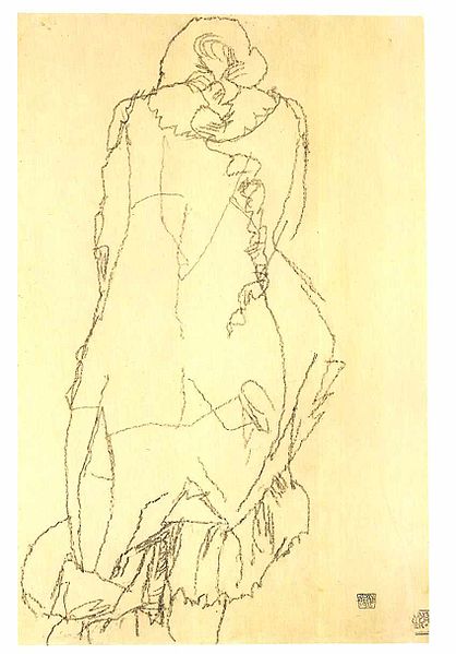 File:Schiele - Stehendes Mädchen mit Zopf Rückenansicht 1915.jpg