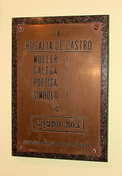 File:Sign of Nós Group (Grupo Nós) about Rosalía de Castro, in her Museum in Iria Flavia, Padrón, Galicia, Spain-001.jpg