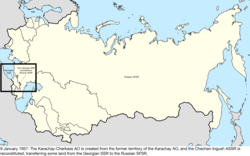 Map of the change to the Soviet Union on 9 January 1957