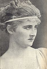 Mary Anderson dans le rôle de Parthenia dans la pièce de Friedrich Halm Der Sohn der Wildnis.