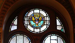 Seal of Georgetown College from 1844 to 1977 Stained glass seal.jpg