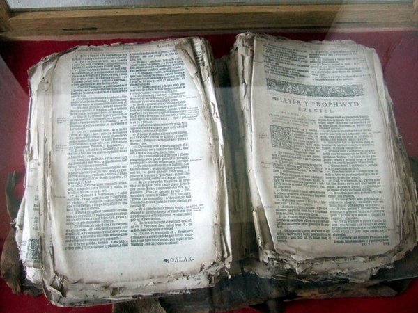 Welsh Bible of 1620, in Llanwnda church, rescued from the hands of French invaders in 1797.