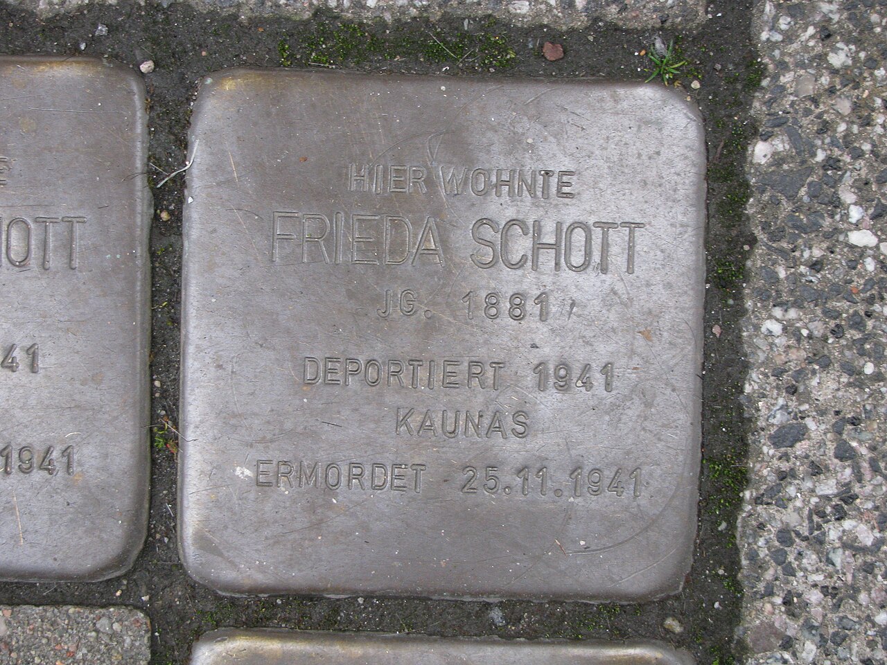 Stolperstein Frieda Schott, 1, Frankfurter Straße 17, Raunheim, Landkreis Groß-Gerau.jpg